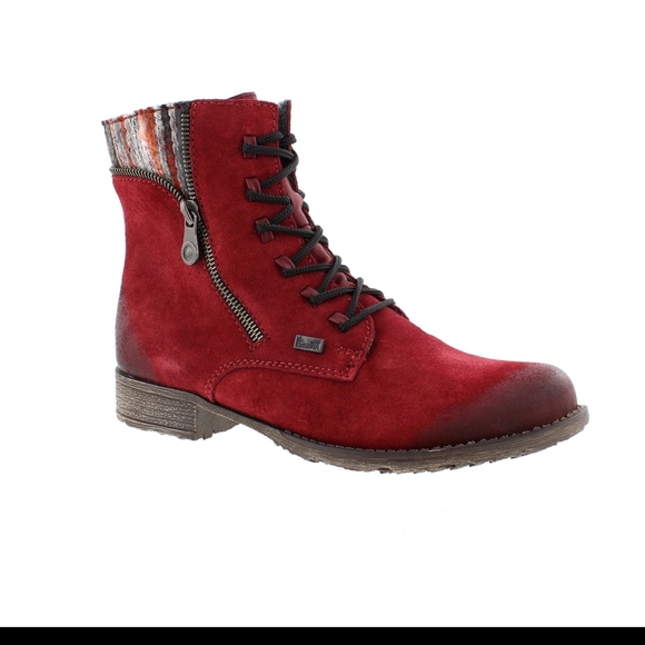 Rieker Shoes - Rieker Red Suede Knit Accent 70840 Boots Size 37